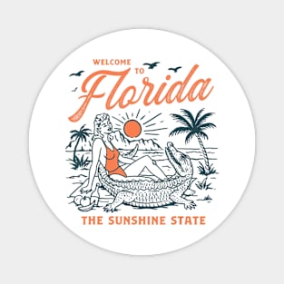 Florida Vintage Gator Beach Sunshine State Magnet